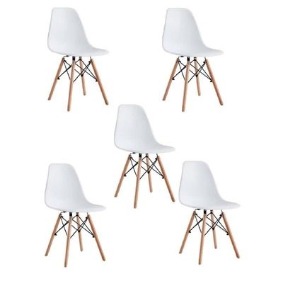 5 Piece Dining Chair Durable &amp; Comfy Mid Century Modern Molded Shell Lounge, CafÃ© Chair Plastic Easy Assembly