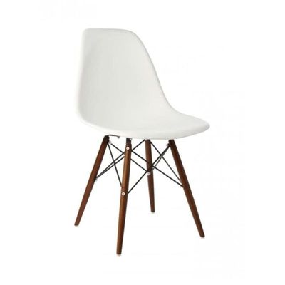 Addison Plastic Chair White/Walnut 20X32X18.5Inch