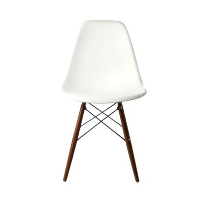 Addison Plastic Chair White/Walnut 20X32X18.5Inch