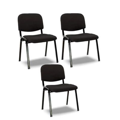 3 Piece Reception Visitor Chair Office, Conference Desk For Guest Waiting Chair, Room Lobby Banquet Events Chair,Study Chair Black