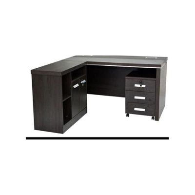 Classic L Shape Office Table With Side Drawers, Office Desk, Computer Table 180X80X75Cm