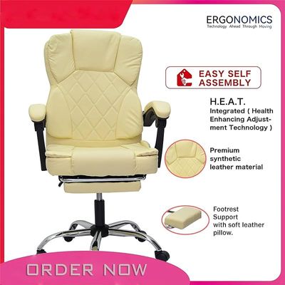 Ergonomic office chair -Off/white Ergonomic Computer Desk Chair for Office and Gaming with headrest, back comfort and lumbar support off/white