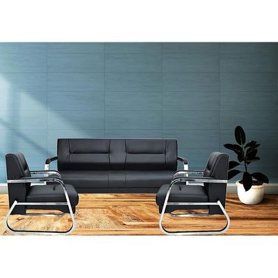 Modren Office Leather 5 Seater Unique Sofa Set (3+1+1) Premium Design Steel Base