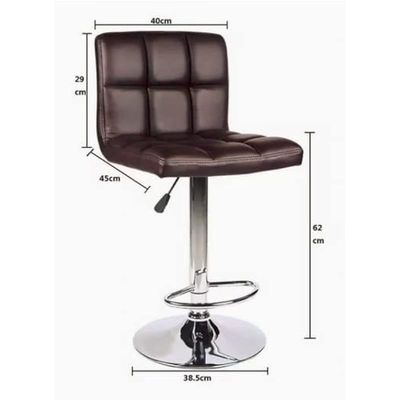 2 Piece Modern Height Adjustable Chair, Bar Chair, Bar Stool Set Leather Padded Stool Black/Silver