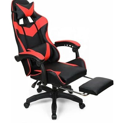 Racing Gaming Chair, Adjustable Office Chair With Footrest, Ergonomic Design, Tilt Mechanism, Headrest, Lumbar Support, 150 Kg Weight Capacity, Black And Red