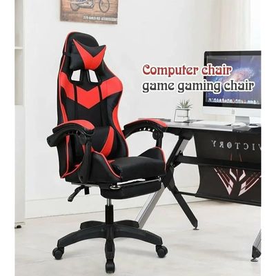 Racing Gaming Chair, Adjustable Office Chair With Footrest, Ergonomic Design, Tilt Mechanism, Headrest, Lumbar Support, 150 Kg Weight Capacity, Black And Red