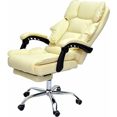 Executive Ergonomic Computer Desk Chair for Office and Gaming with headrest back comfort and lumbar support Beige