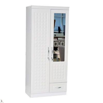 2 DOOR Wooden Wardrobe Cabinet Cupboard Engineered Wood Perfect Modern Stylish Heavy Duty With Mirror