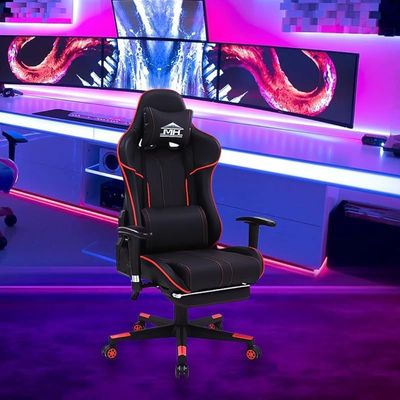 Heavy Duty Steel High-Back Racing Style With Pu Leather Bucket Seat Headrest Lumbar Support Compatible With E-Sports Chair 8887 RED BK