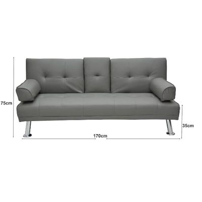 Modern Heavy Duty 3 Seater Leather Sofa bed With Arm Rest