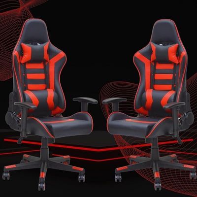 Gaming Chair Ergonomic Office Chair High Back Computer Chair PU Leather Desk Chair Armrest Height Adjustable Video Game Chairs Swivel Gamer Chair with Headrest Lumbar Pillow E-Sports (RED)