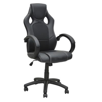 Computer High Back Gaming Office Chair, Ergonomic Swivel Rocker PC Task Leather Adjustable Racing Executive Gaming Desk Chair with Armrest Headrest Lumbar Support, Black