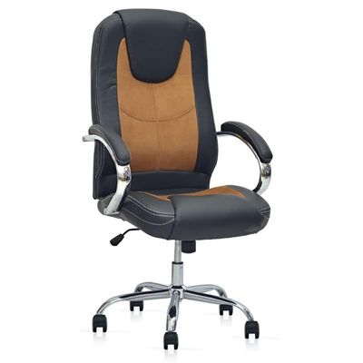 Sulsha Chair Garage PU Leatherette Black Adjustable Height Office Chair with Back Support (Black Brown)