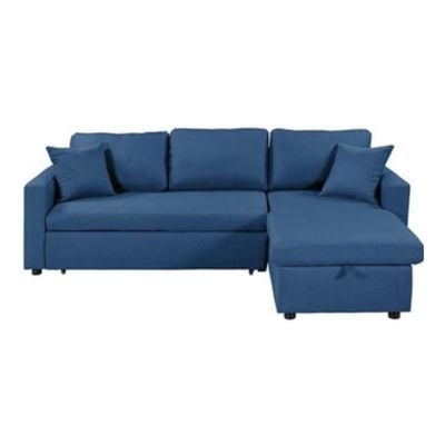 Sofa Cum Bed With Cushions L-Shaped Storage Space (Blue) Boom L Shaped Convertible Sofa Bed 210X150X75Cm