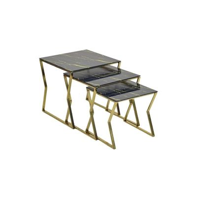 Sulsha Modern Coffee Tables Luxury Metal Clear Marble Minimalist Coffee Table Waterproof Mount Table (BLACK/GOLD)