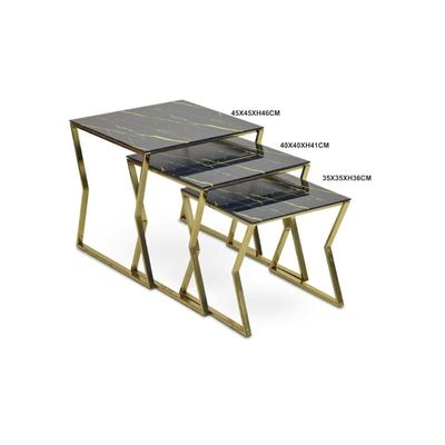 Sulsha Modern Coffee Tables Luxury Metal Clear Marble Minimalist Coffee Table Waterproof Mount Table (BLACK/GOLD)