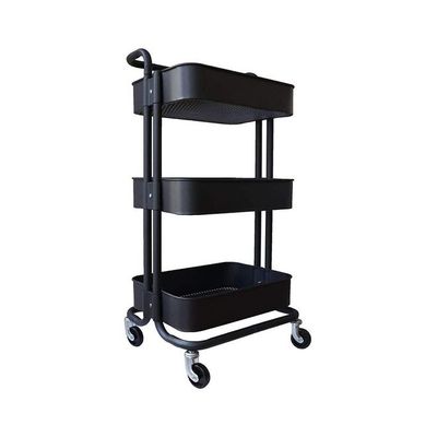 3 Tier Trolley Storage Cart  With Wheels Black 43.5x33x87cm