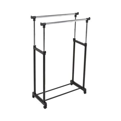 Dual Rod Garment Rack Black/Silver 86x165x44centimeter