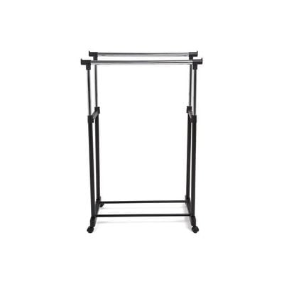 Dual Rod Garment Rack Black/Silver 86x165x44centimeter