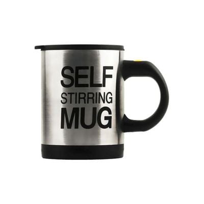 Self Stirring Coffee Mug Silver/Black 8.8x14.3x11.5centimeter