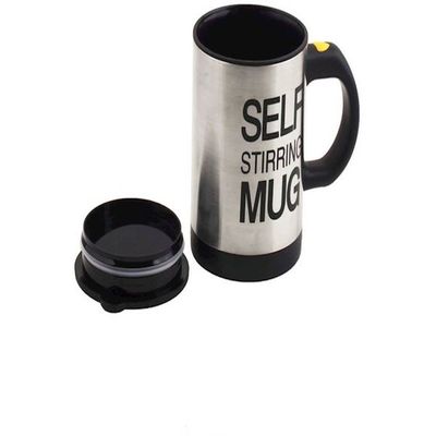 Self Stirring Coffee Mug Silver/Black 8.8x14.3x11.5centimeter