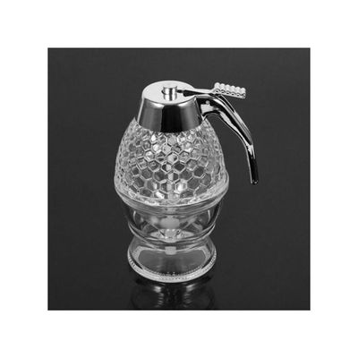 Portable Honey/Syrup Dispenser Jar With Stand Silver/Clear