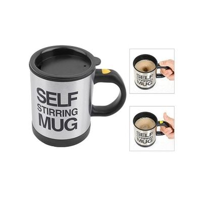 Self Stirring Coffee Mug Black/Silver 11.9centimeter