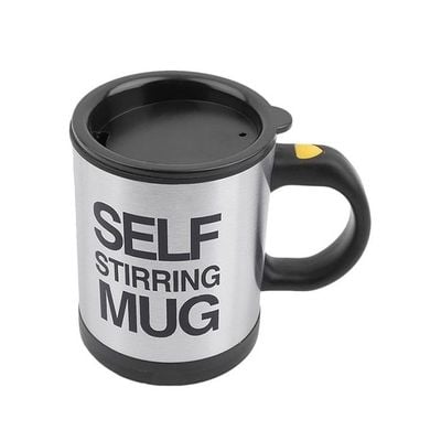 Self Stirring Coffee Mug Black/Silver 11.9centimeter