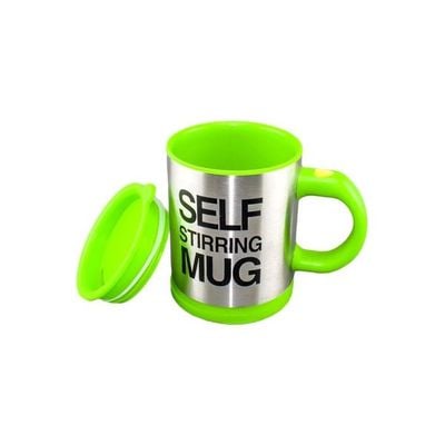 Self Stirring Mug With Lid Green/Silver/Black 3.6x5.4x4.8inch