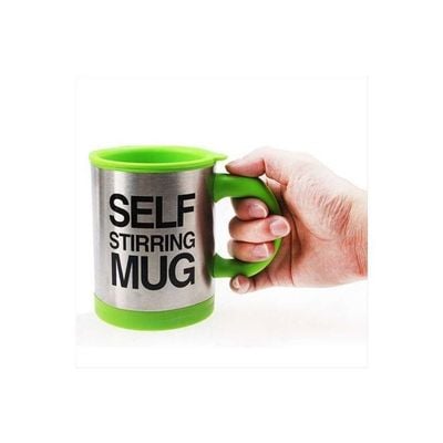 Self Stirring Mug With Lid Green/Silver/Black 3.6x5.4x4.8inch