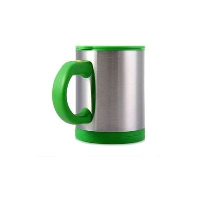 Self Stirring Coffee Mug Silver/Green