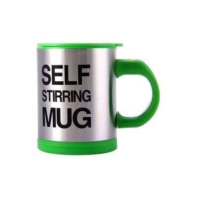 Self Stirring Coffee Mug Silver/Green