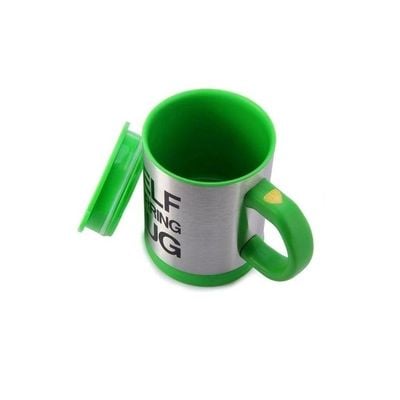 Self Stirring Coffee Mug Silver/Green