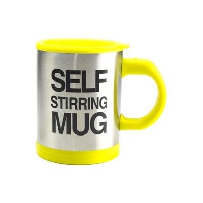 Stainless Steel Self Stirring Coffee Mug Yellow/Silver 8.8 x 19.8 x 9.6centimeter