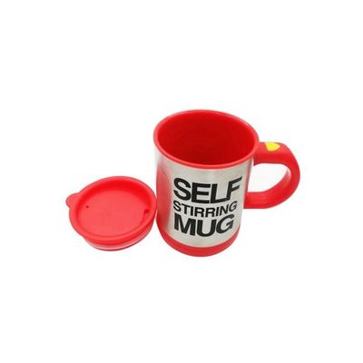 Self Stirring Mug Silver/Red/Black 8.8x11.9centimeter