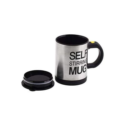 Self Stirring Printed Mug Black/Silver