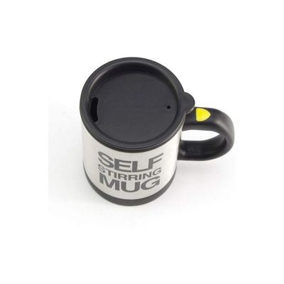 Stainless Steel Self Stirring Coffee Mug With Lid Black/Silver 9.6 x 14 x 12.4inch