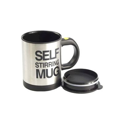 Stainless Steel Self Stirring Coffee Mug With Lid Black/Silver 9.6 x 14 x 12.4inch