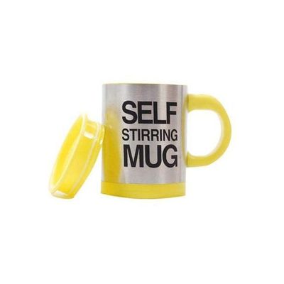 Self Stirring Mug Silver/Yellow 12ounce