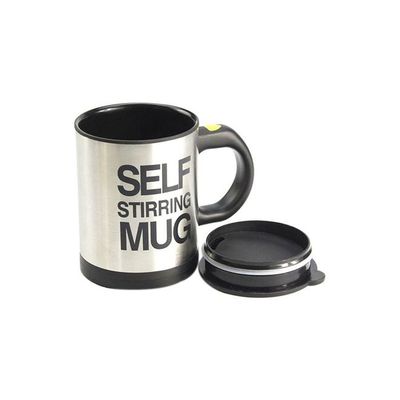 Self Stirring Mug Silver/Black/Yellow 16x8.3x6.4centimeter