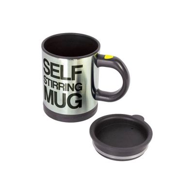 Stainless Steel Self Stirring Mug Silver/Black 350ml