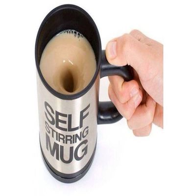 Self Stirring Mug Silver/Black 400ml