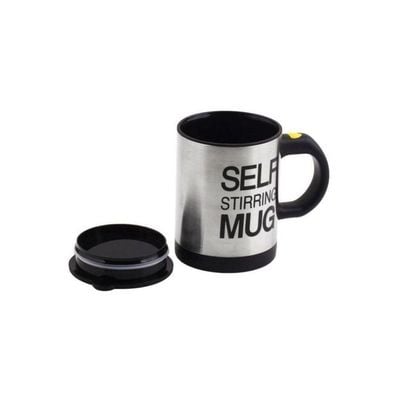 Self Stirring Mug Silver/Black 400ml