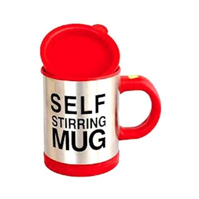 Self Stirring Mug Silver/Red One Size
