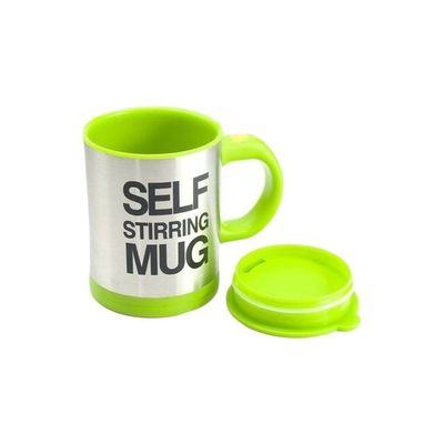 Self Stirring Coffee Mug Silver/Green