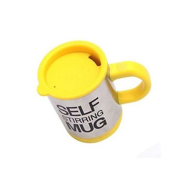 Stainless Steel Self Stirring Coffee Mug Yellow/Silver/Black 10x13.8x12centimeter