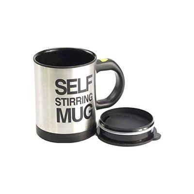 Stainless Steel Self Stirring Mug Black/Silver 12ounce