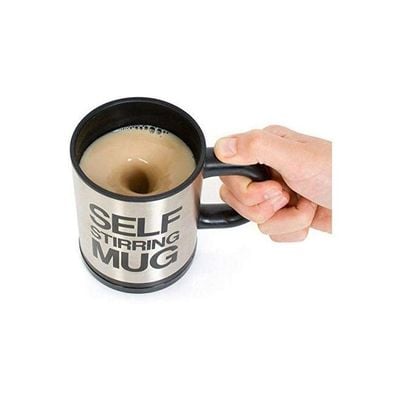 Stainless Steel Self Stirring Mug Black/Silver 12ounce