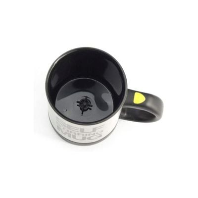 Stainless Steel Self Stirring Coffee Mug Black/Silver 16x8.3x6.4centimeter