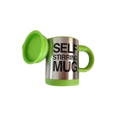 Stainless Steel Self Stirring Mug Green/Silver/Black 9.2x13.6x12.2centimeter